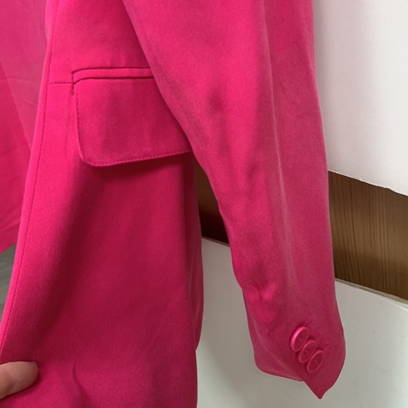 Lafayette 148 Hot 💕 Pink Barbie Silk Soft Long Sleeve One Button Jacket Blazer - Picture 14 of 16